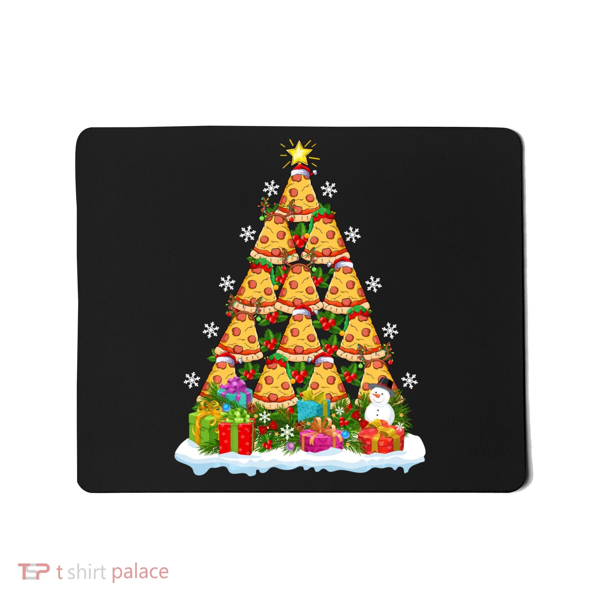 Pizza Food Lover Xmas Holiday Santa Pizza Christmas Tree Mousepad