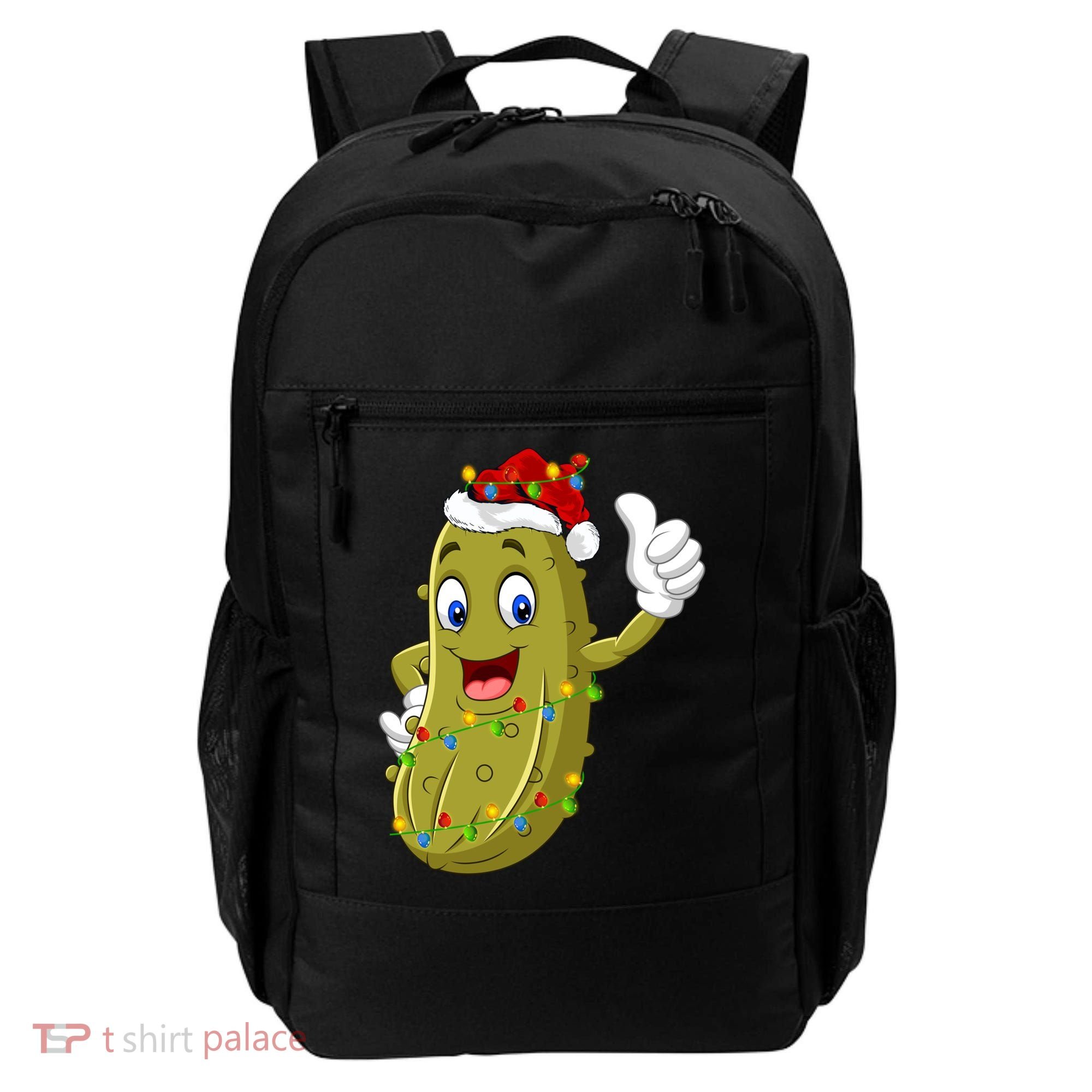 Pickle Fruit Lover Xmas Santa Hat Pickle Christmas Gift Backpack