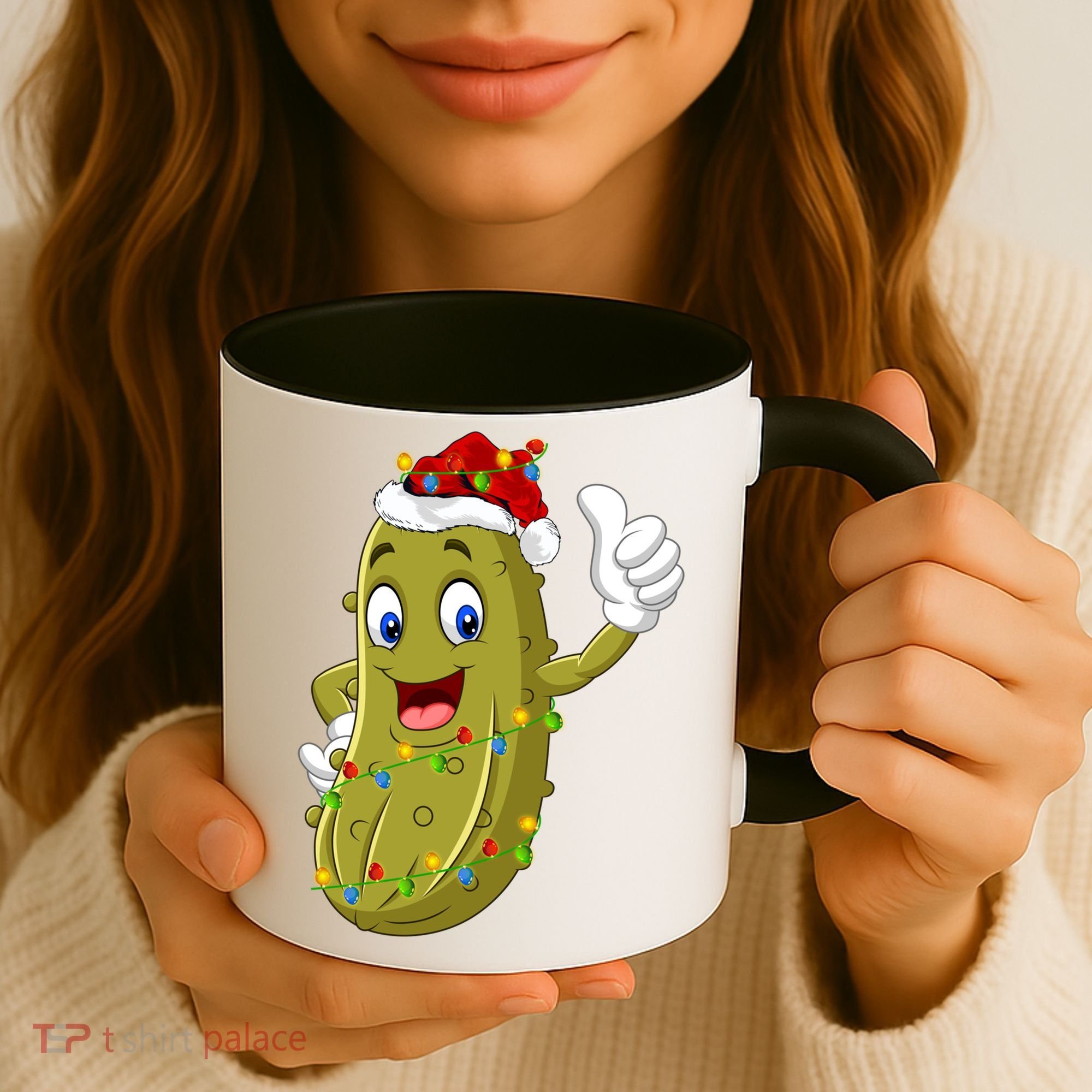 Pickle Fruit Lover Xmas Santa Hat Pickle Christmas Gift Coffee Mug