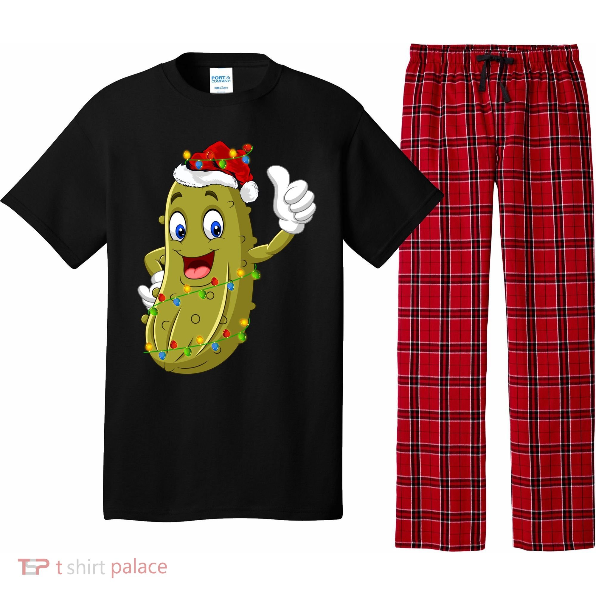 Pickle Fruit Lover Xmas Santa Hat Pickle Christmas Gift Pajama Set