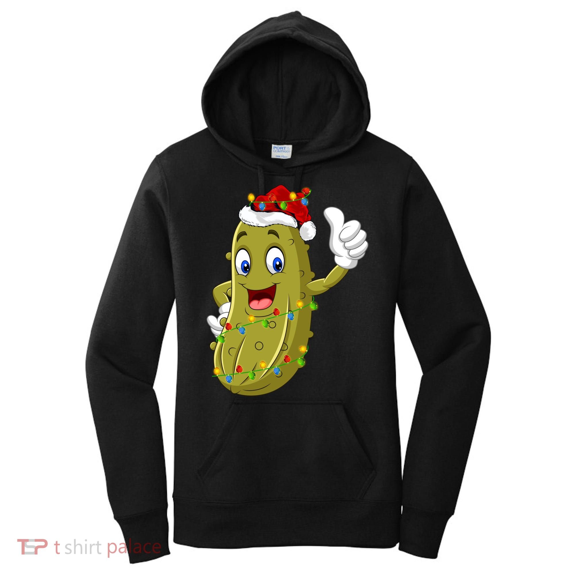 Pickle Fruit Lover Xmas Santa Hat Pickle Christmas Gift Women's Hoodie