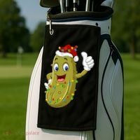 Pickle Fruit Lover Xmas Santa Hat Pickle Christmas Gift Golf Towel thumb 2