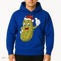Pickle Fruit Lover Xmas Santa Hat Pickle Christmas Gift Hoodie thumb 2