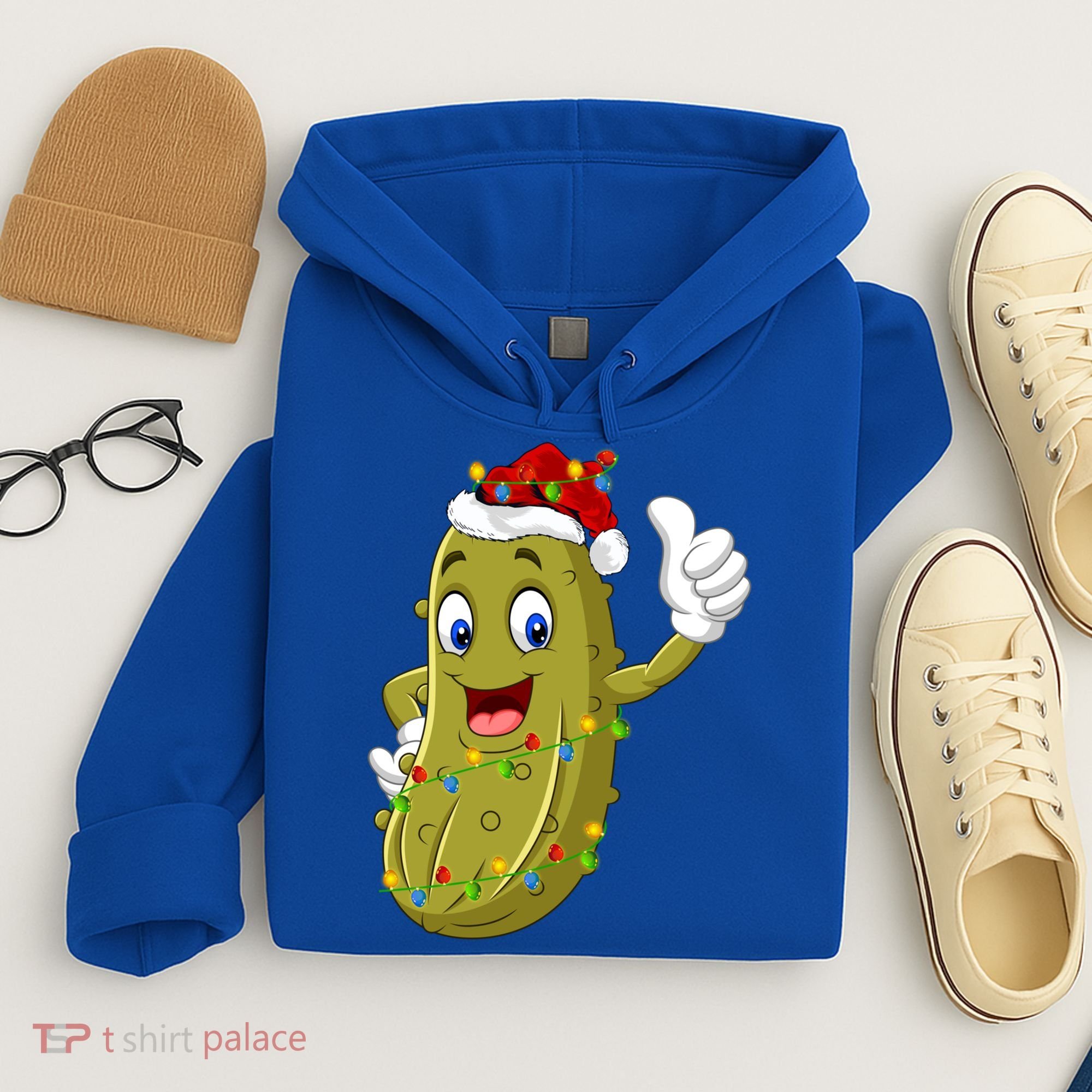 Pickle Fruit Lover Xmas Santa Hat Pickle Christmas Gift Hoodie
