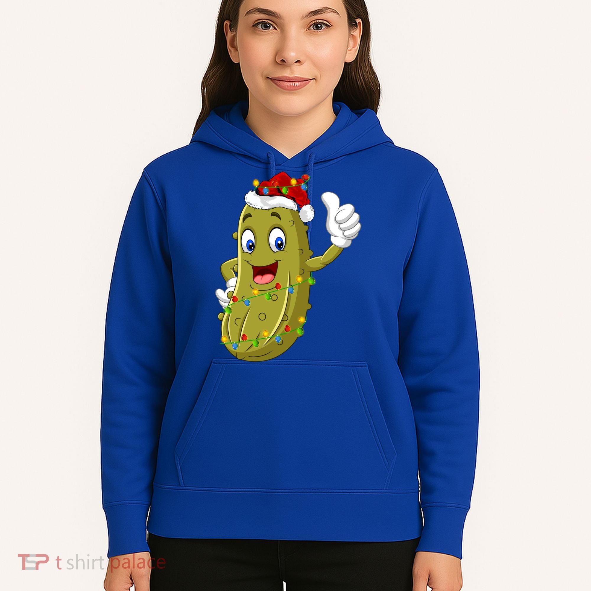 Pickle Fruit Lover Xmas Santa Hat Pickle Christmas Gift Hoodie