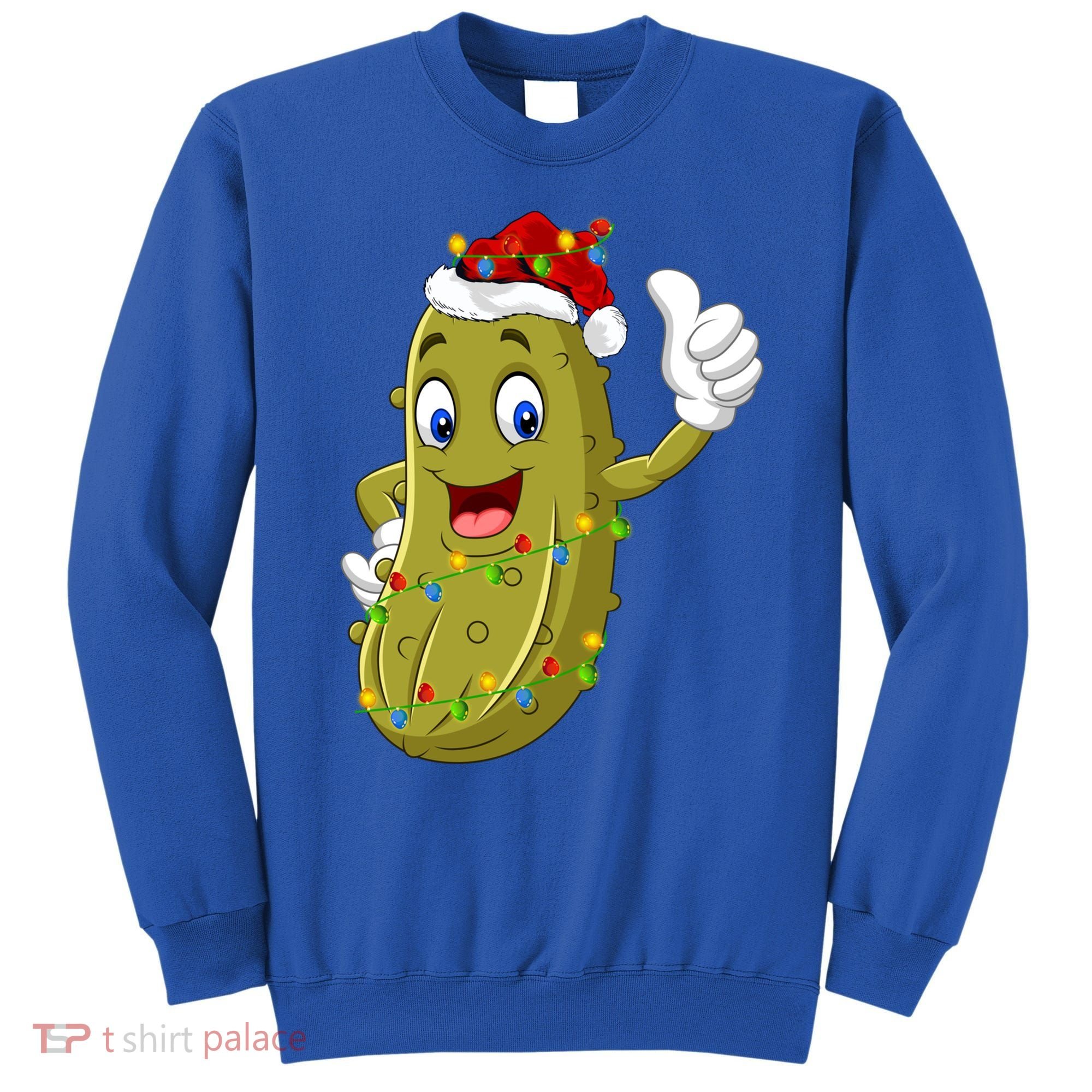Pickle Fruit Lover Xmas Santa Hat Pickle Christmas Gift Sweatshirt