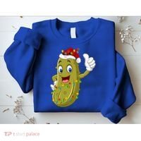 Pickle Fruit Lover Xmas Santa Hat Pickle Christmas Gift Sweatshirt thumb 2