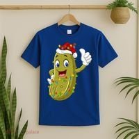 Pickle Fruit Lover Xmas Santa Hat Pickle Christmas Gift T-Shirt thumb 2