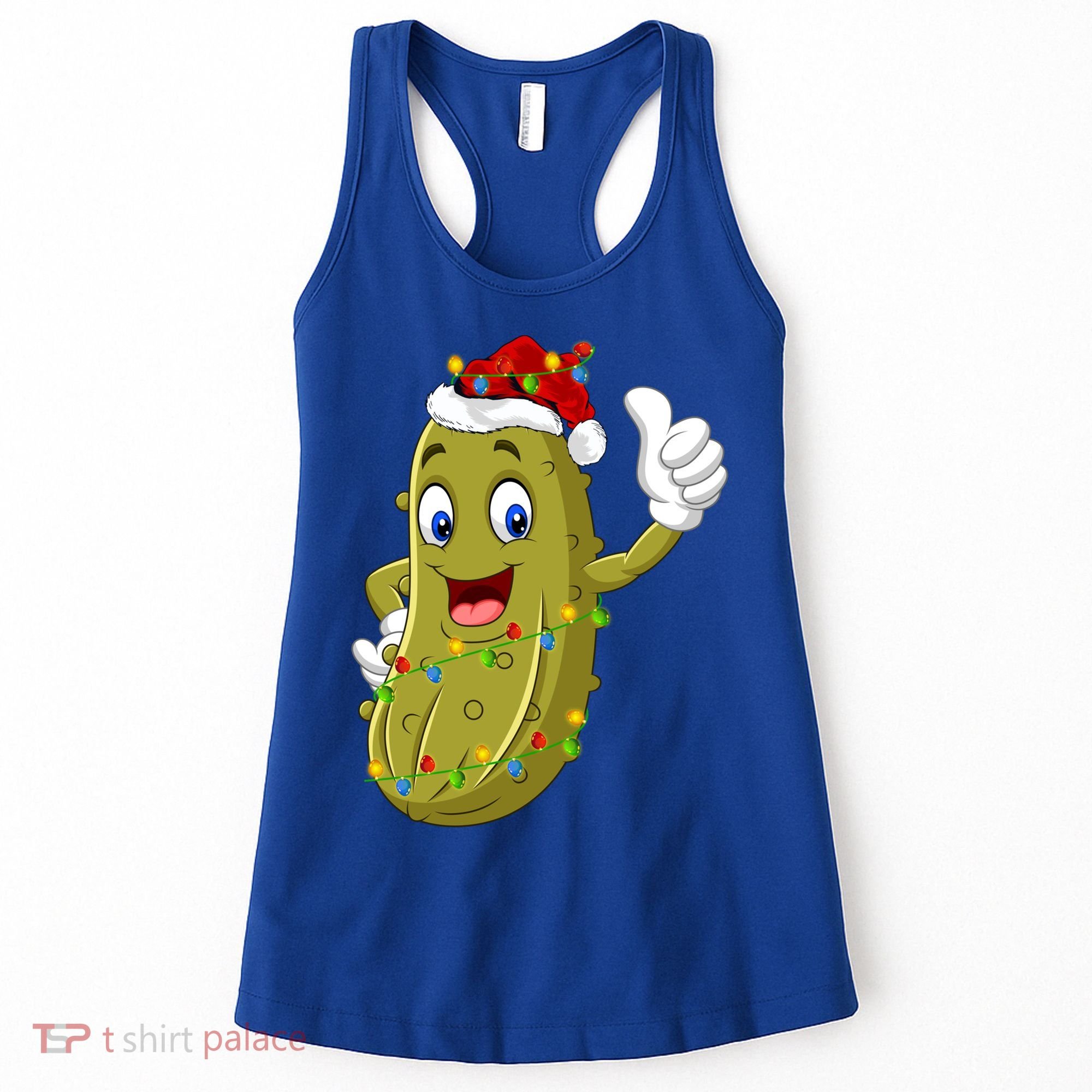 Pickle Fruit Lover Xmas Santa Hat Pickle Christmas Gift Women's Tank Top