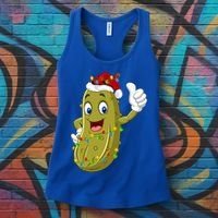 Pickle Fruit Lover Xmas Santa Hat Pickle Christmas Gift Women's Tank Top thumb 3