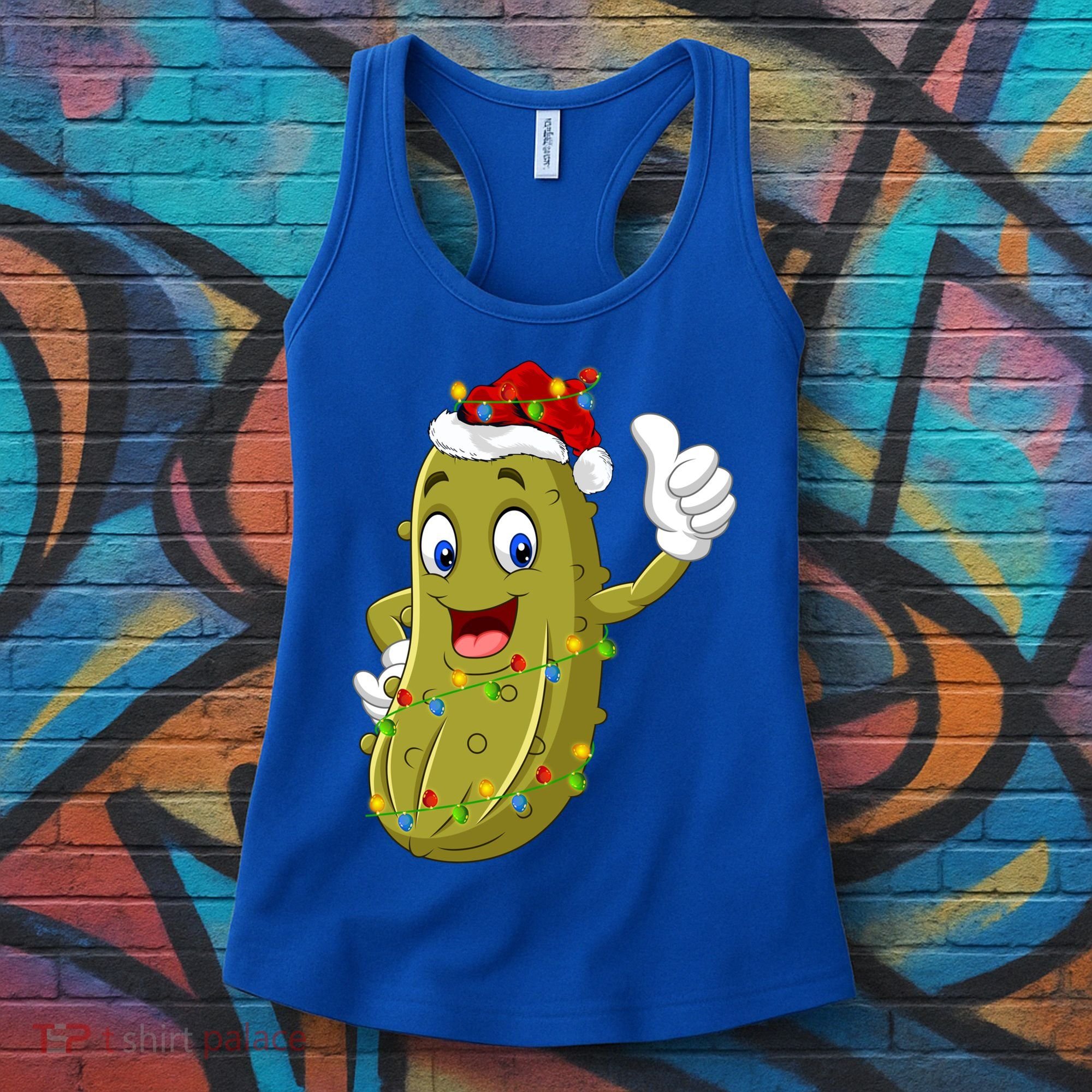 Pickle Fruit Lover Xmas Santa Hat Pickle Christmas Gift Women's Tank Top