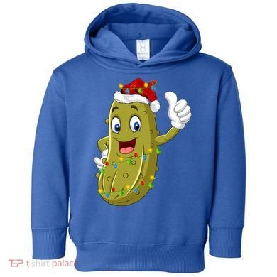 Pickle Fruit Lover Xmas Santa Hat Pickle Christmas Gift Toddler Hoodie