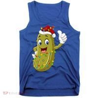 Pickle Fruit Lover Xmas Santa Hat Pickle Christmas Gift Tank Top thumb 0