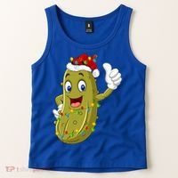 Pickle Fruit Lover Xmas Santa Hat Pickle Christmas Gift Tank Top thumb 2