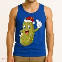 Pickle Fruit Lover Xmas Santa Hat Pickle Christmas Gift Tank Top thumb 3