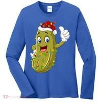Pickle Fruit Lover Xmas Santa Hat Pickle Christmas Gift Women's Long Sleeve Shirt thumb 0