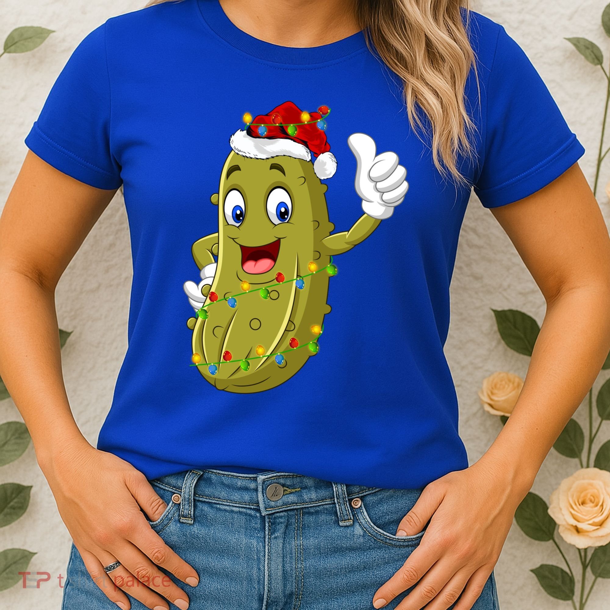 Pickle Fruit Lover Xmas Santa Hat Pickle Christmas Gift Women's T-Shirt