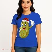 Pickle Fruit Lover Xmas Santa Hat Pickle Christmas Gift Women's T-Shirt thumb 4