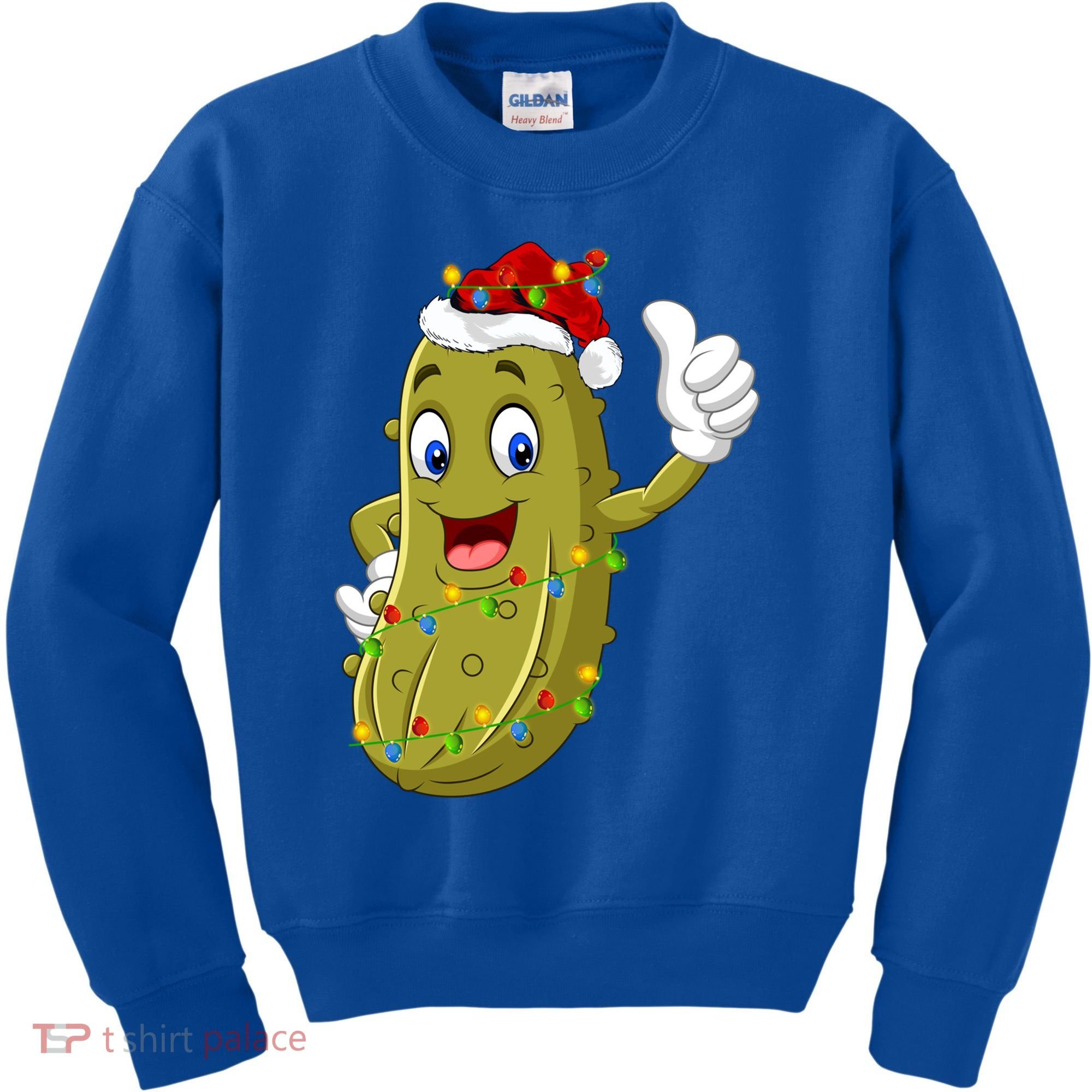 Pickle Fruit Lover Xmas Santa Hat Pickle Christmas Gift Kids Sweatshirt