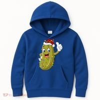 Pickle Fruit Lover Xmas Santa Hat Pickle Christmas Gift Kids Hoodie thumb 0