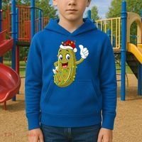Pickle Fruit Lover Xmas Santa Hat Pickle Christmas Gift Kids Hoodie thumb 2