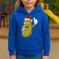Pickle Fruit Lover Xmas Santa Hat Pickle Christmas Gift Kids Hoodie thumb 3