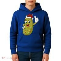 Pickle Fruit Lover Xmas Santa Hat Pickle Christmas Gift Kids Hoodie thumb 4