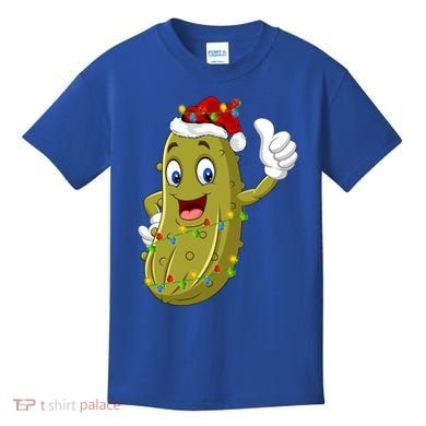Pickle Fruit Lover Xmas Santa Hat Pickle Christmas Gift Kids T-Shirt