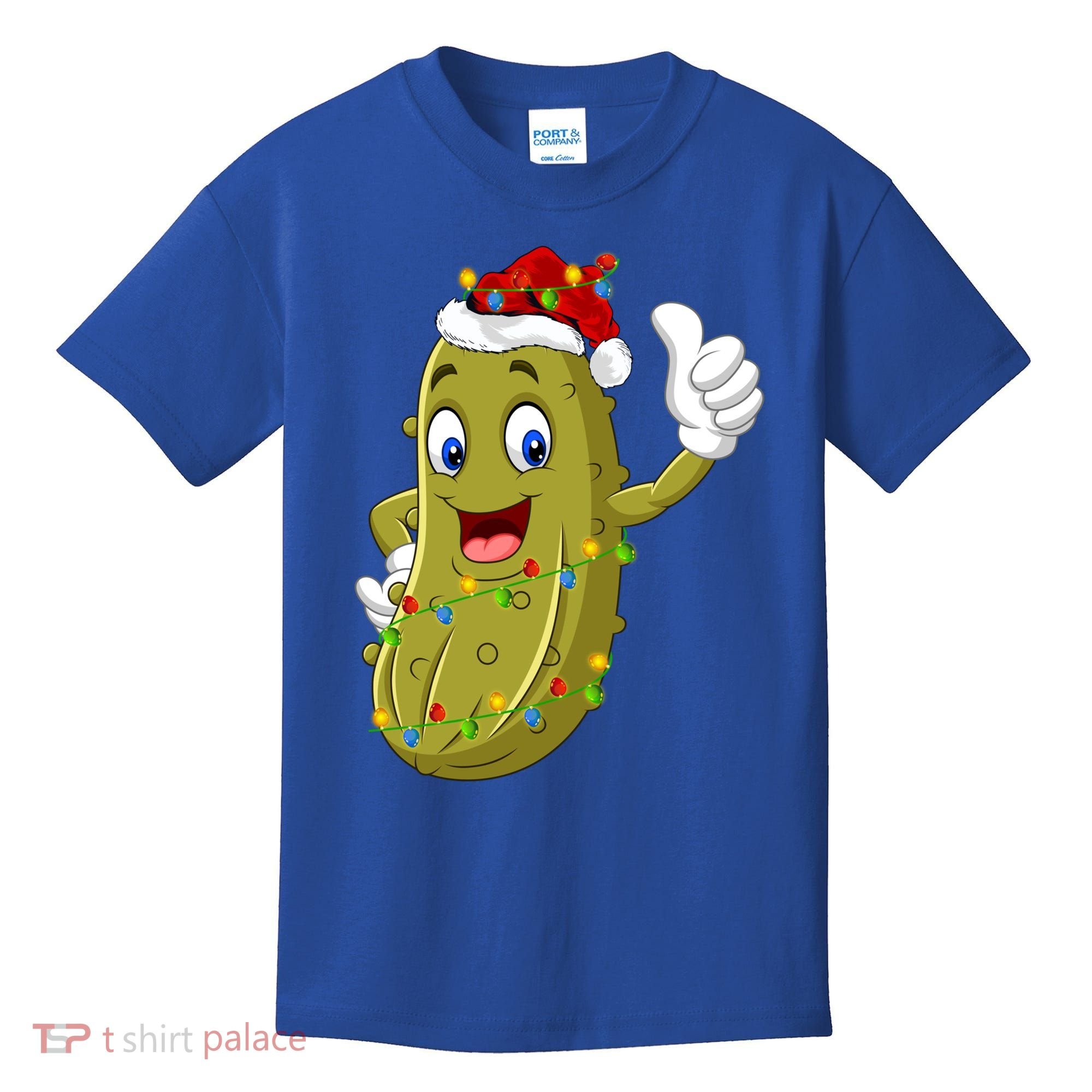 Pickle Fruit Lover Xmas Santa Hat Pickle Christmas Gift Kids T-Shirt