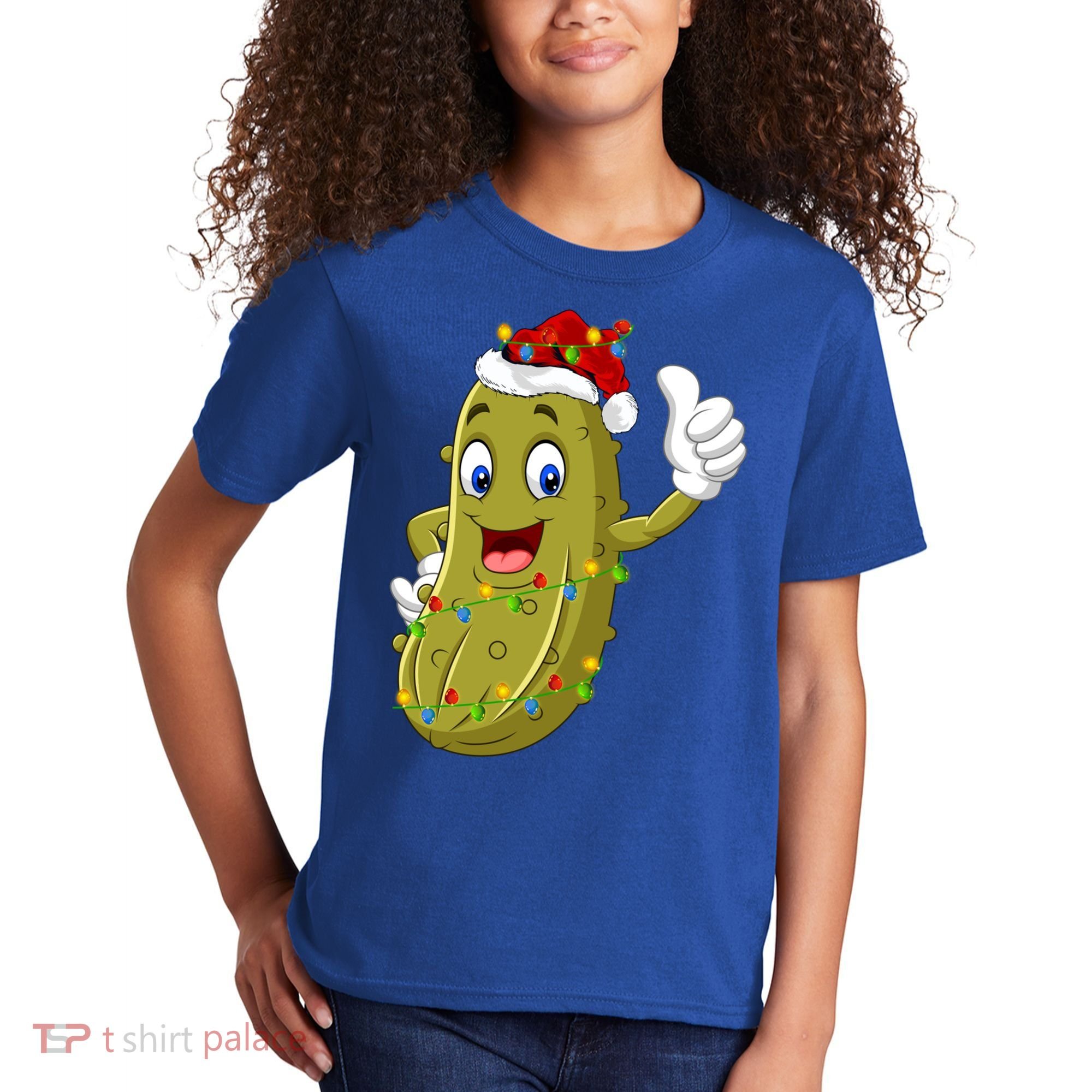 Pickle Fruit Lover Xmas Santa Hat Pickle Christmas Gift Kids T-Shirt
