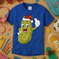 Pickle Fruit Lover Xmas Santa Hat Pickle Christmas Gift Kids T-Shirt thumb 3