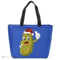 Pickle Fruit Lover Xmas Santa Hat Pickle Christmas Gift Tote Bag thumb 0