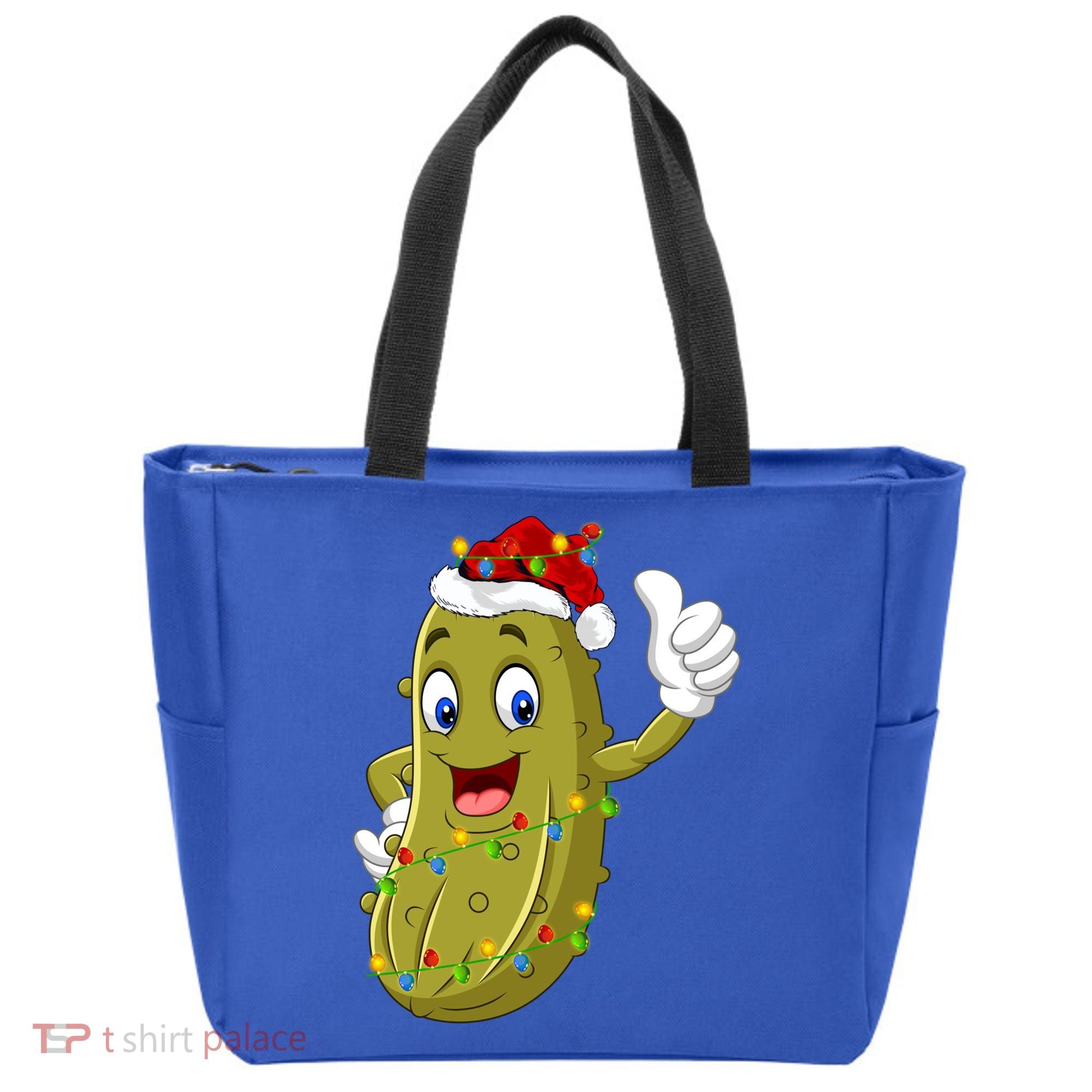 Pickle Fruit Lover Xmas Santa Hat Pickle Christmas Gift Tote Bag