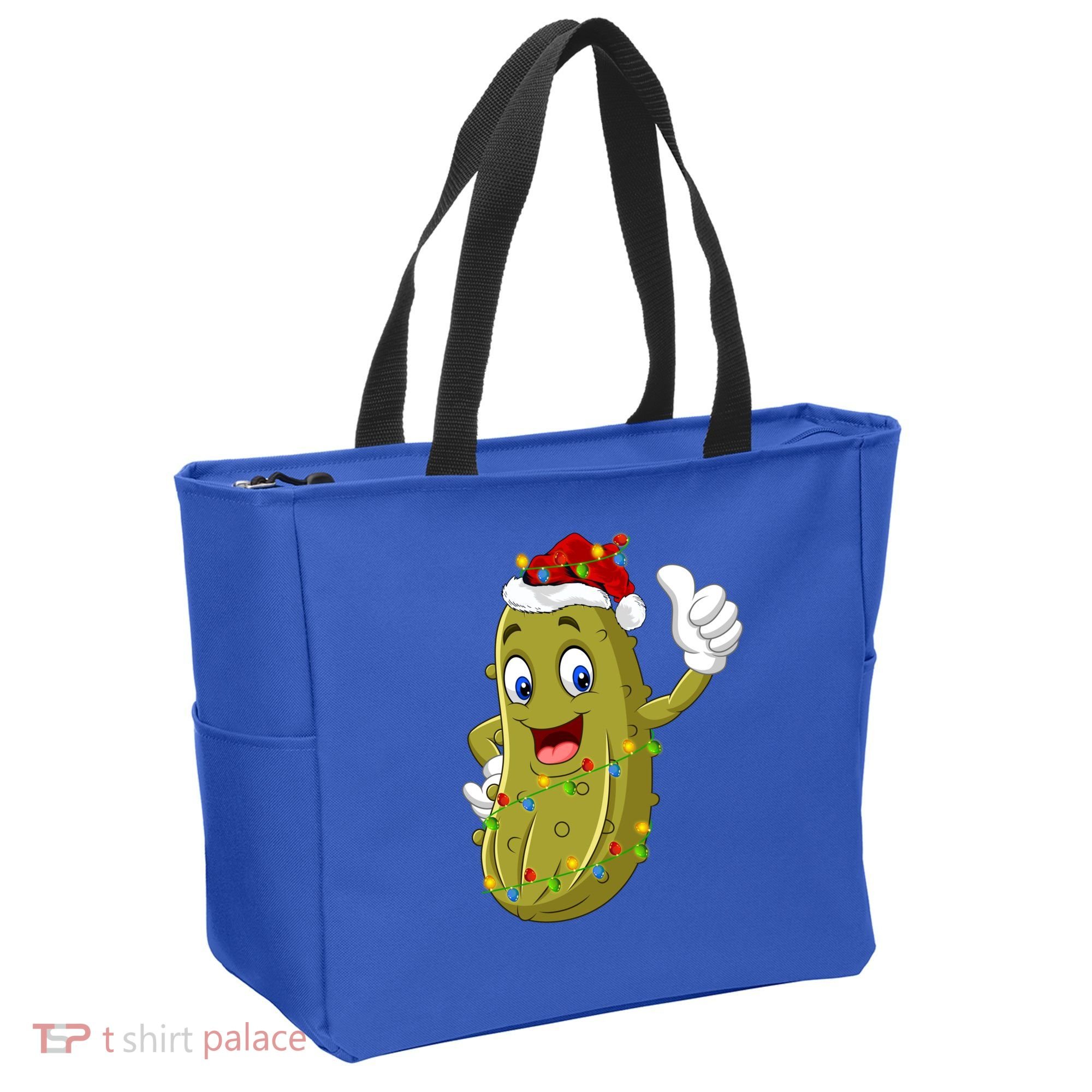 Pickle Fruit Lover Xmas Santa Hat Pickle Christmas Gift Tote Bag