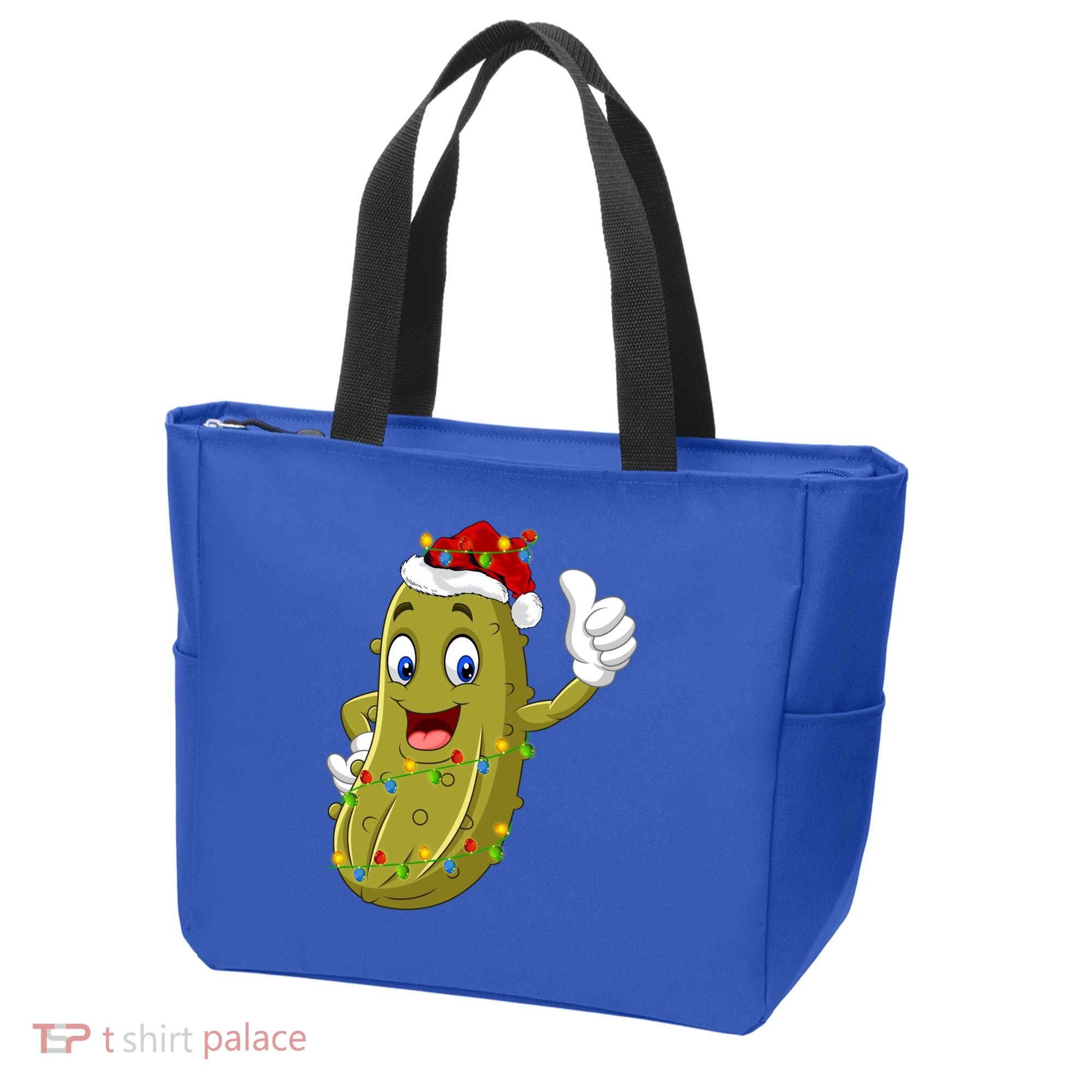 Pickle Fruit Lover Xmas Santa Hat Pickle Christmas Gift Tote Bag