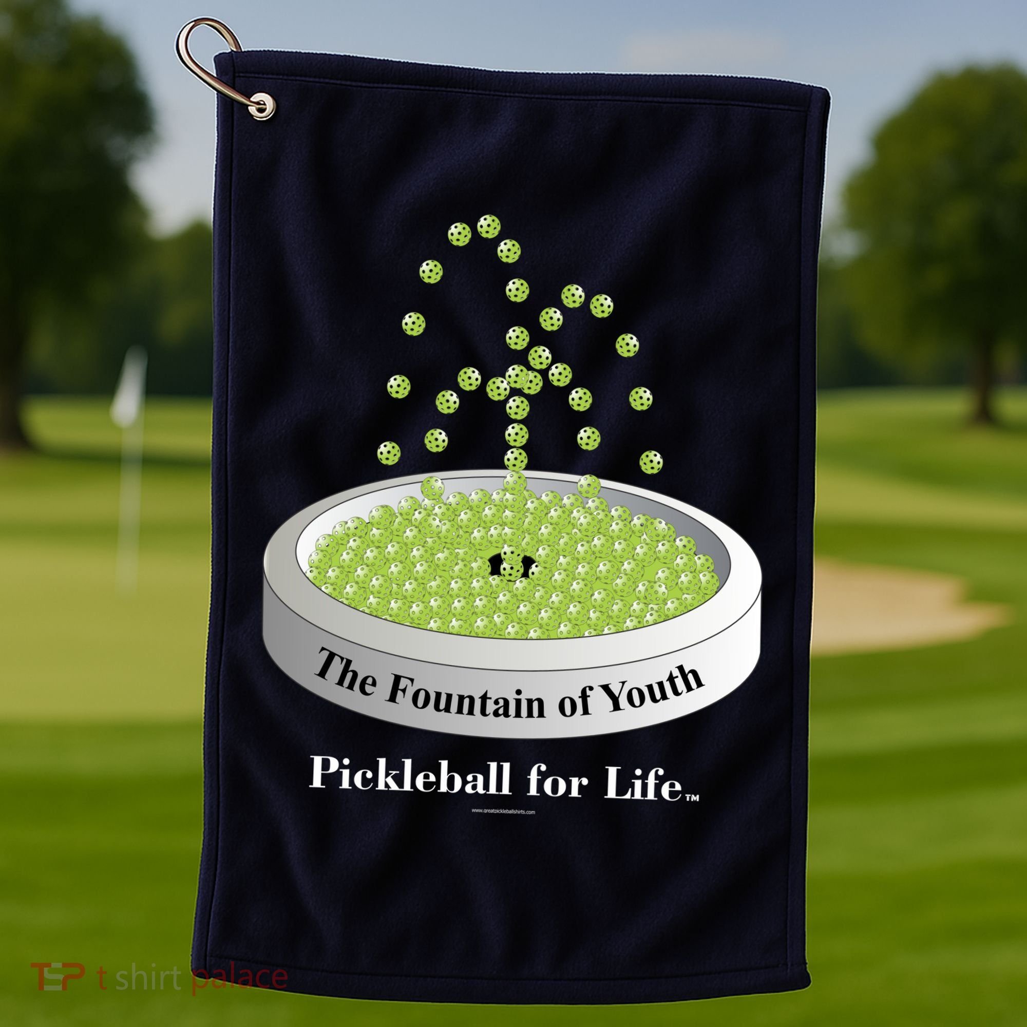 Pickleball For Life Fountain Green Golf Towel