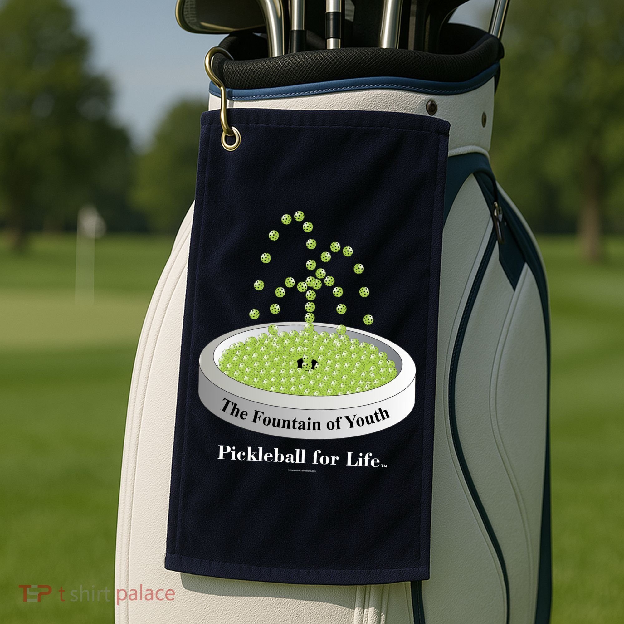 Pickleball For Life Fountain Green Golf Towel