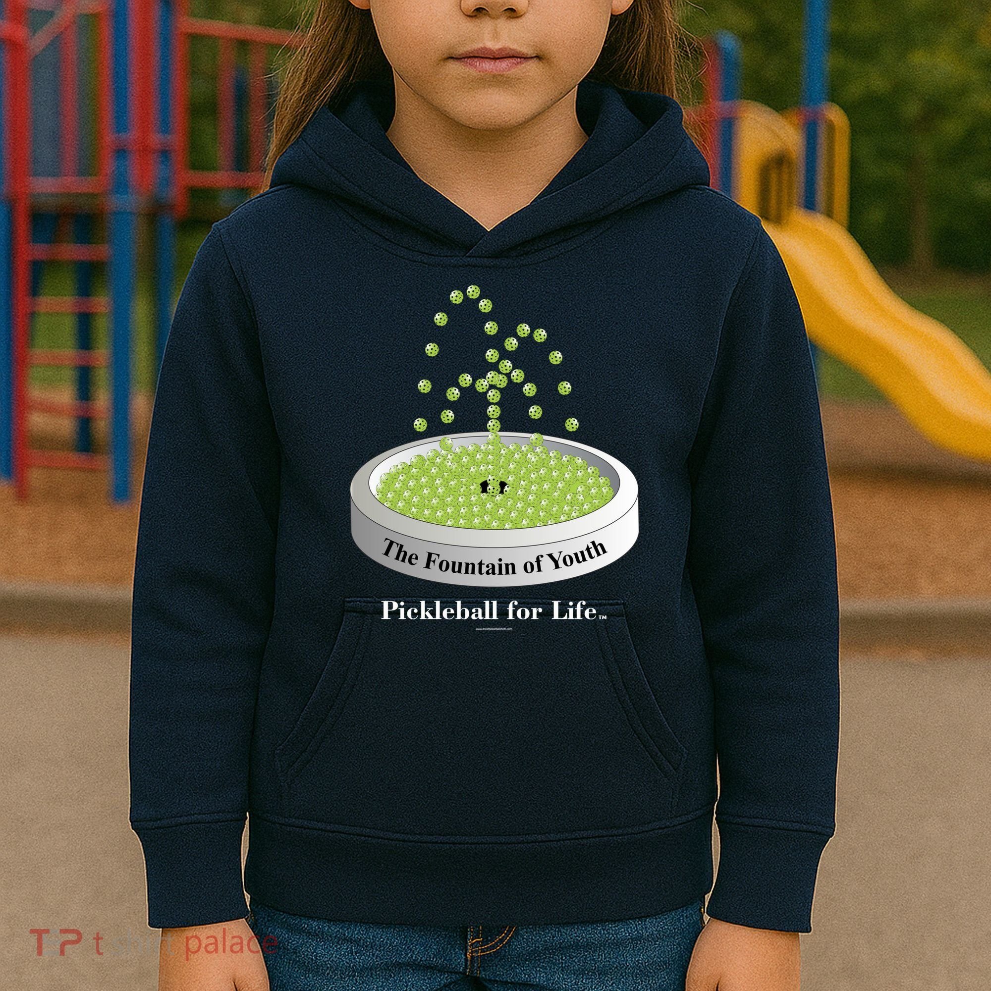 Pickleball For Life Fountain Green Kids Hoodie