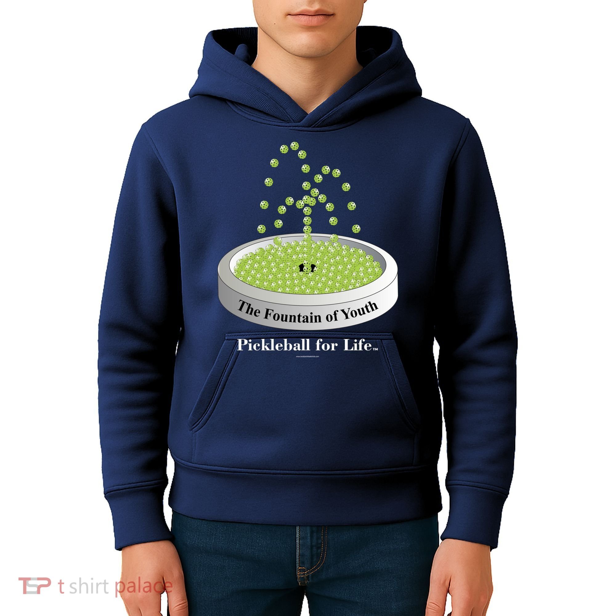 Pickleball For Life Fountain Green Kids Hoodie