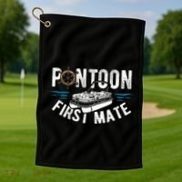 Pontoon First Mate Pontoon Boating Captain Pontoon Boat Golf Towel thumb 1