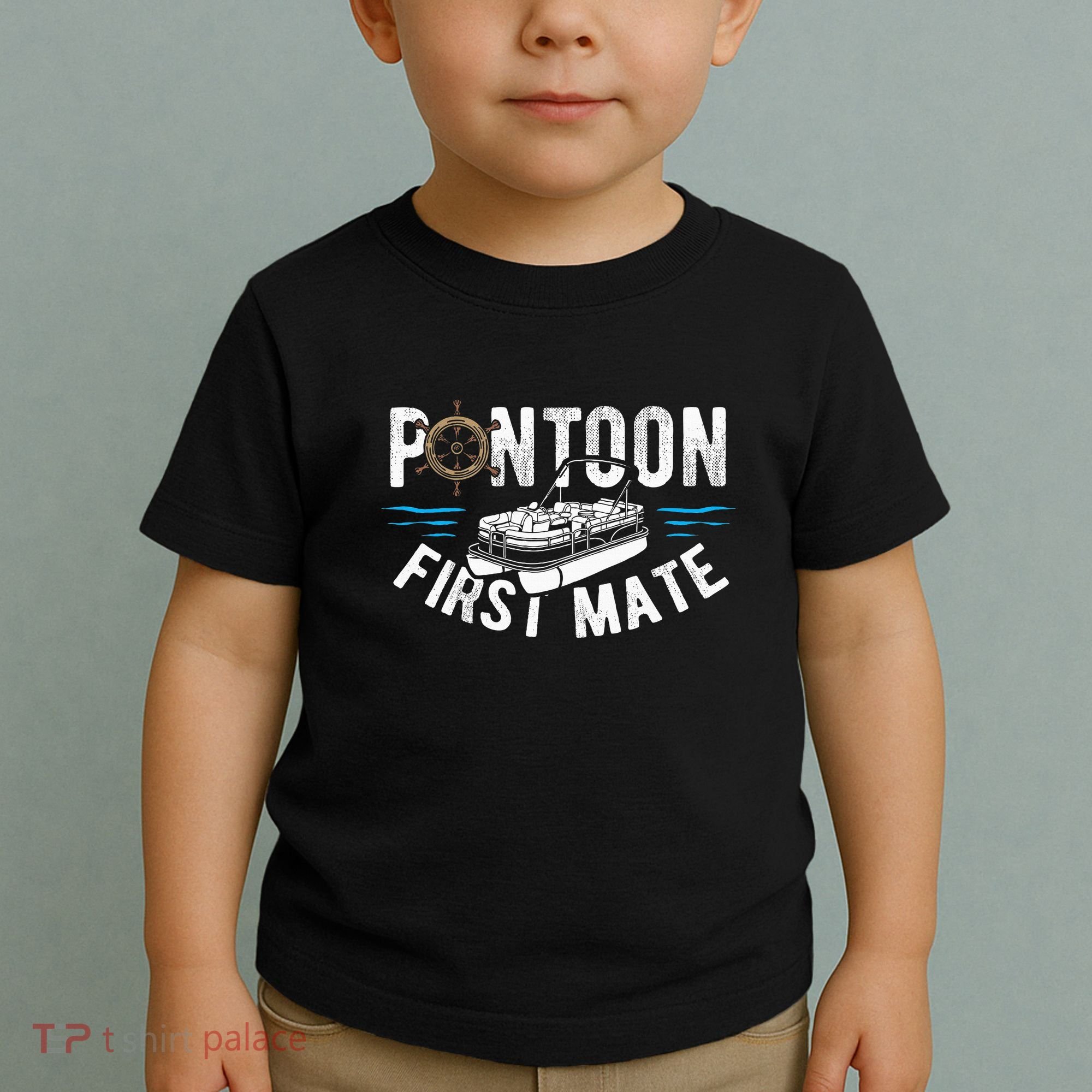 Pontoon First Mate Pontoon Boating Captain Pontoon Boat Toddler T-Shirt