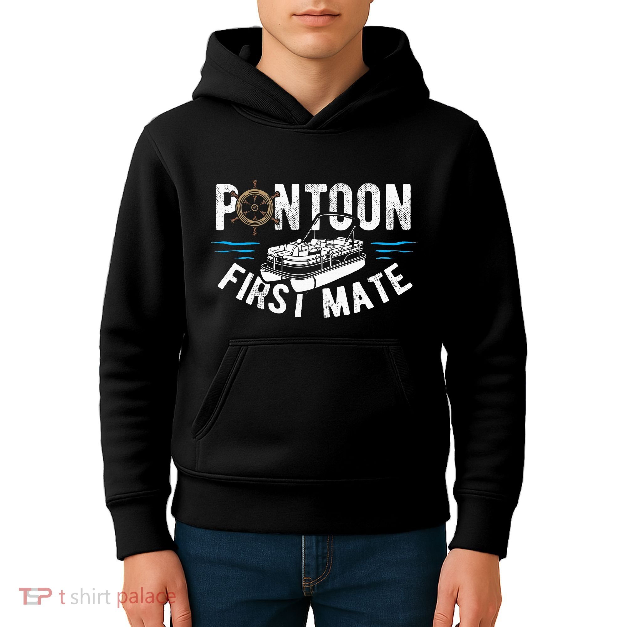 Pontoon First Mate Pontoon Boating Captain Pontoon Boat Kids Hoodie