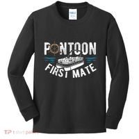 Pontoon First Mate Pontoon Boating Captain Pontoon Boat Kids Long Sleeve Shirt thumb 0