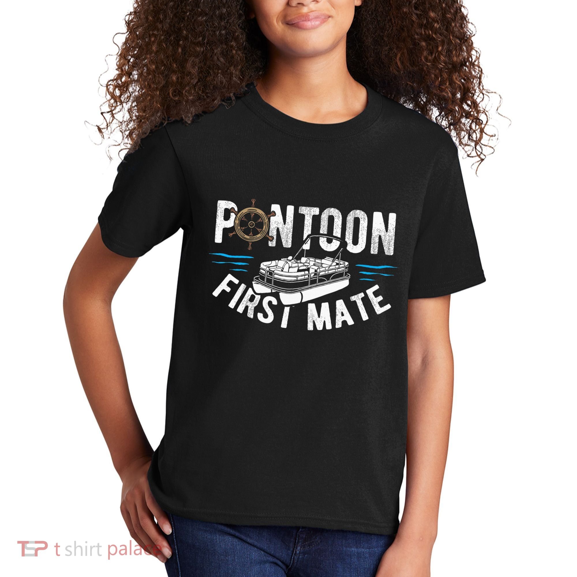Pontoon First Mate Pontoon Boating Captain Pontoon Boat Kids T-Shirt