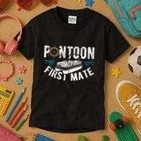 Pontoon First Mate Pontoon Boating Captain Pontoon Boat Kids T-Shirt thumb 3
