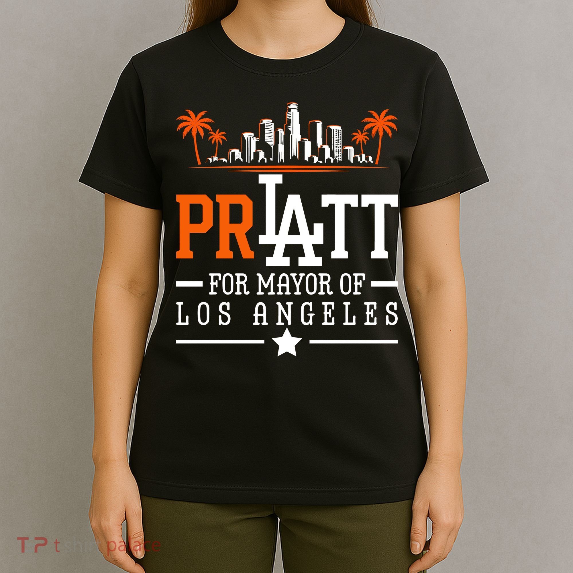 Pratt For Mayor Of Los Angeles City Skyline T-Shirt