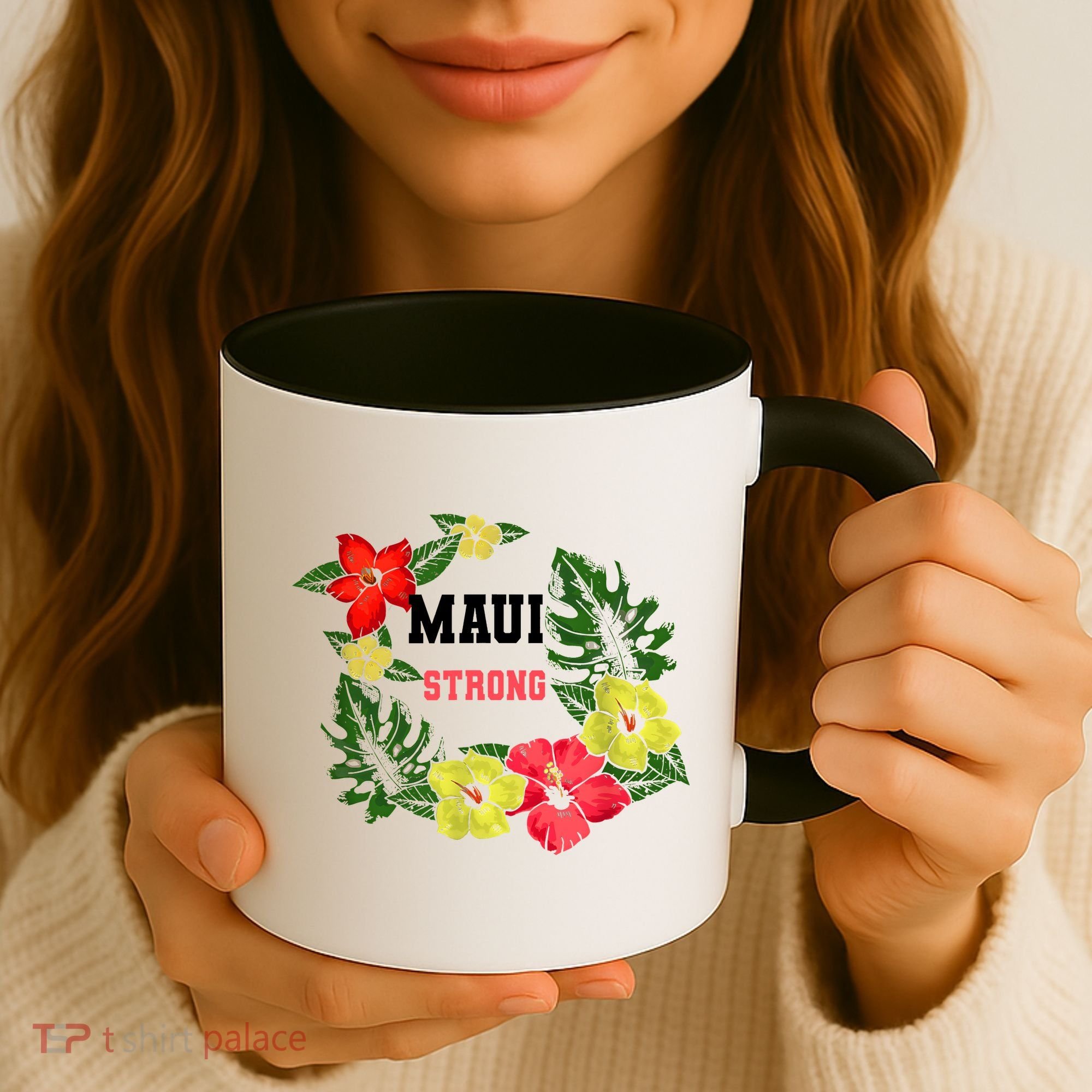 Pray For Maui Hawaii Strong Lahaina Hawaiian Floral Coffee Mug