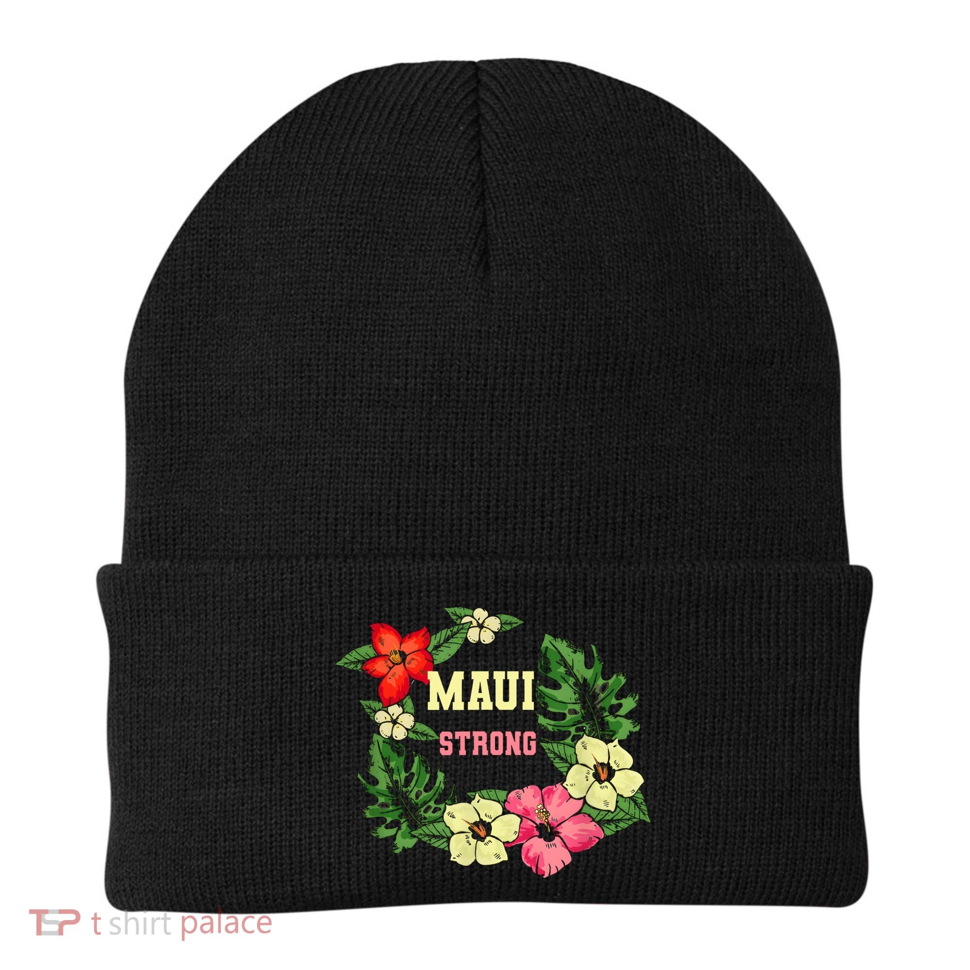 Pray For Maui Hawaii Strong Lahaina Hawaiian Floral Beanie