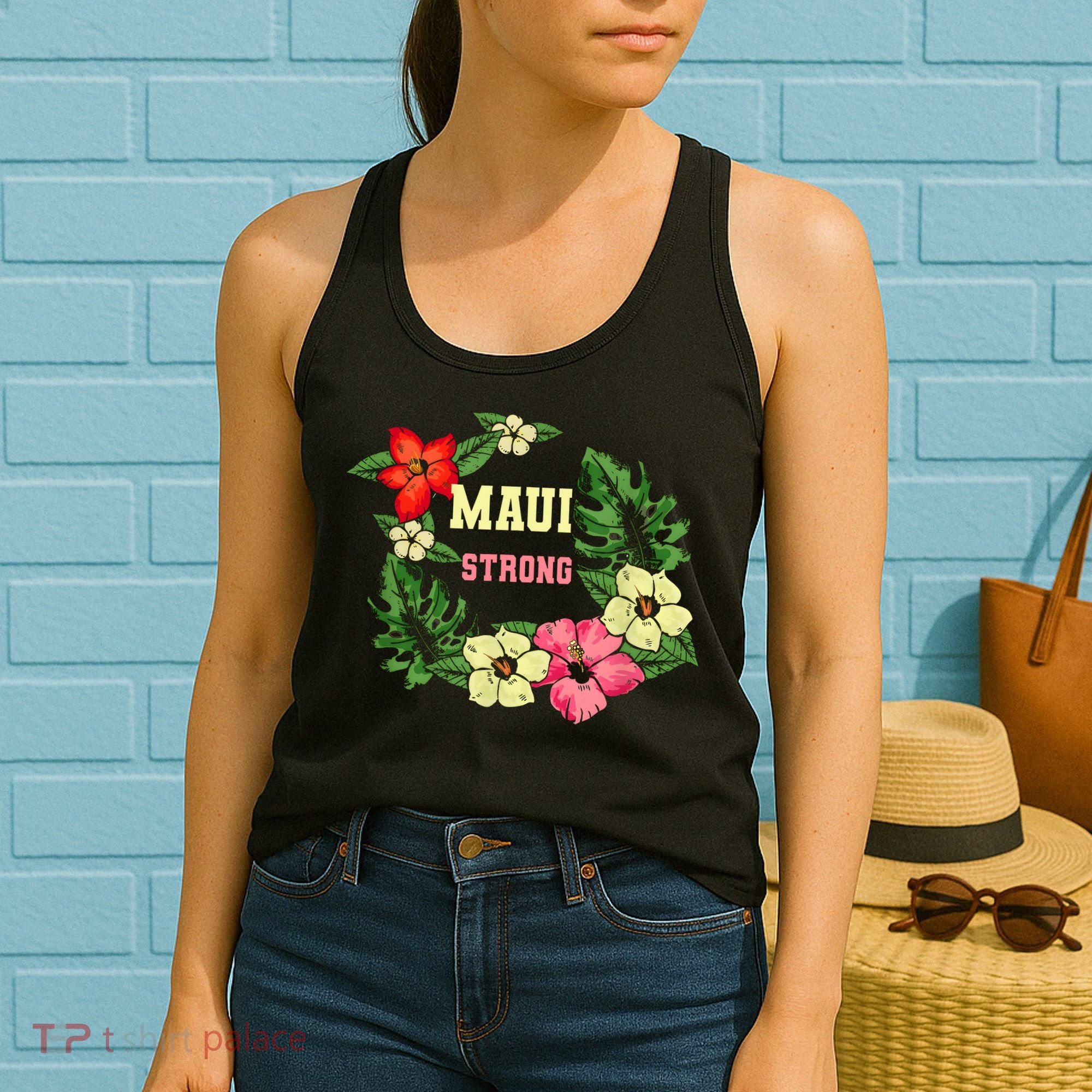Pray For Maui Hawaii Strong Lahaina Hawaiian Floral Women's Tank Top