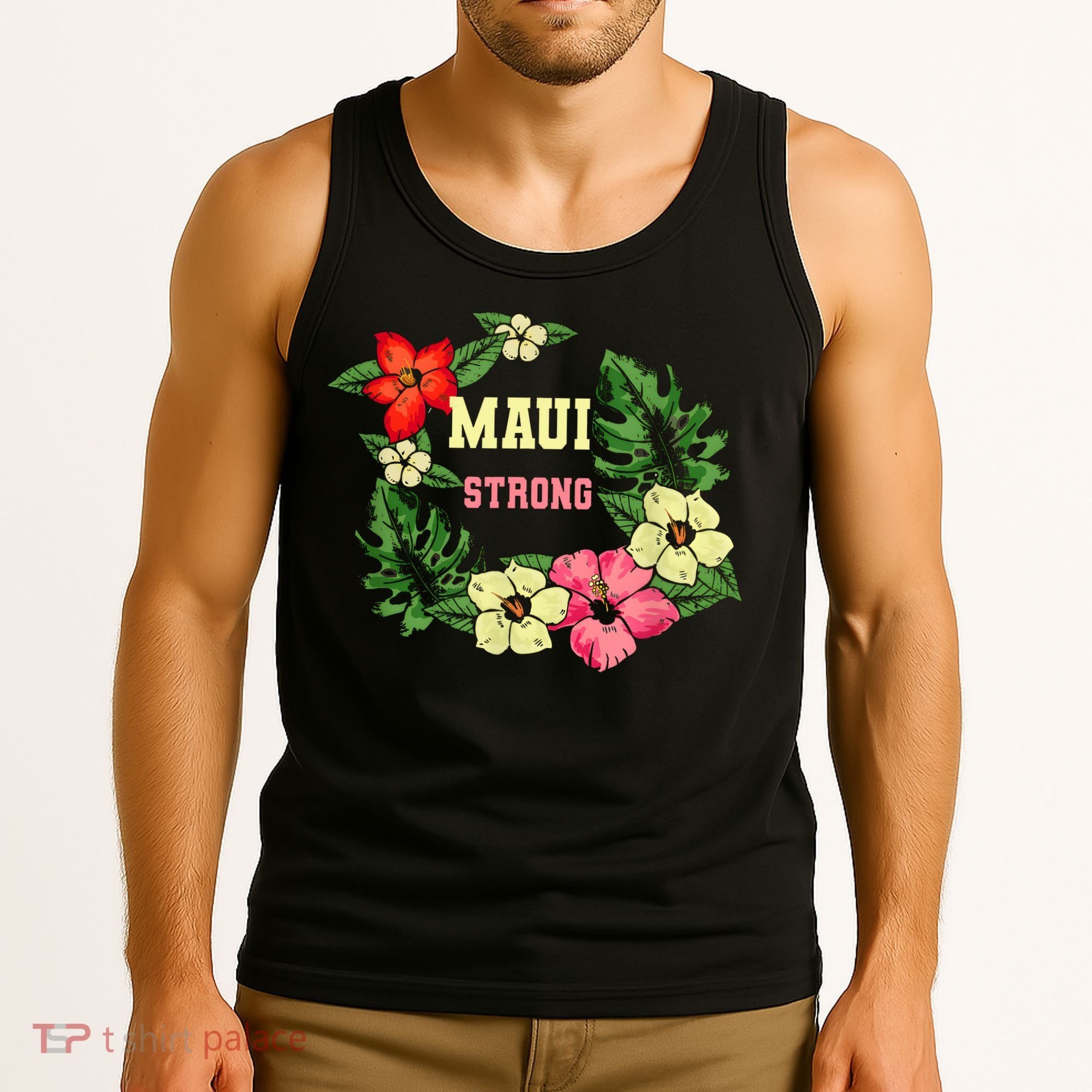 Pray For Maui Hawaii Strong Lahaina Hawaiian Floral Tank Top